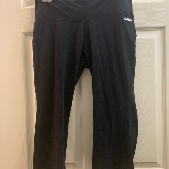 Spaulding black Capri stretchy pants size large guc #A12 - Picture 1 of 3